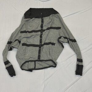 Lululemon Button-Back Lightweight Sweater – Gray/Black Stripe – Size 6